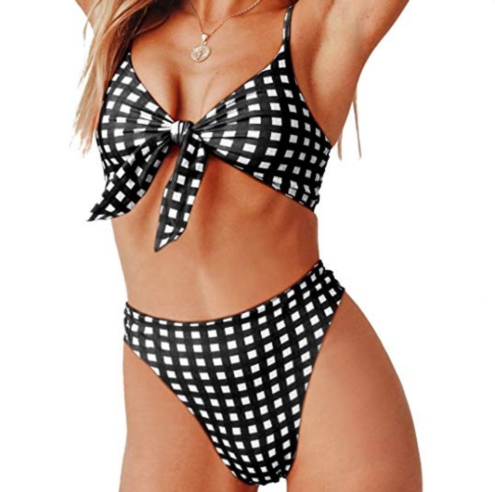NEW Black and White Gingham High Waisted Bikini